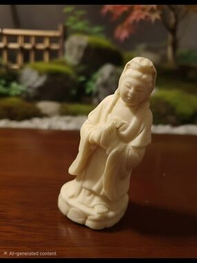 Vintage Ivorine miniature Chinese deity Guan Yin, Bodhisattva of Compassion.